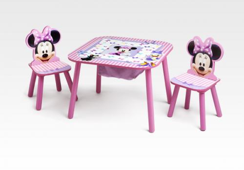 Minnie Mouse Set Tisch mit Stühlen und Aufbewahrung
